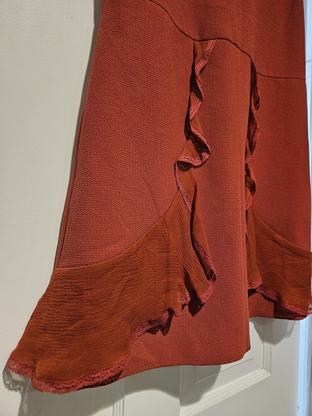 See By Chloé Rust Red Sleeveless Ruffle Dress - Picture 4 of 8